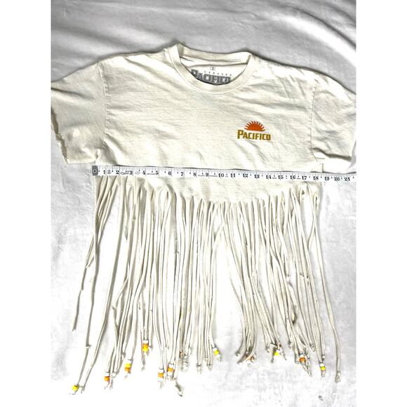 Pacifico Beer Fringe Crop Top Beaded DIY Rework S - Picture 3 of 7
